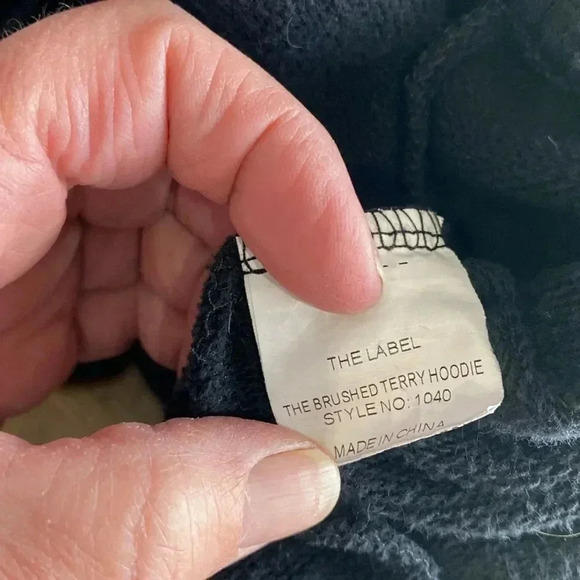 The Label Black Brushed Terry Hoodie Size Large 1110 - Picture 7 of 8